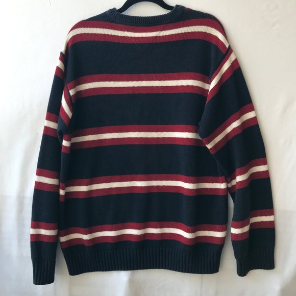 Vtg Tommy Hilfiger Red White Blue Cardigan Sweater Mens Size XL X-Large Stripes - Picture 4 of 10